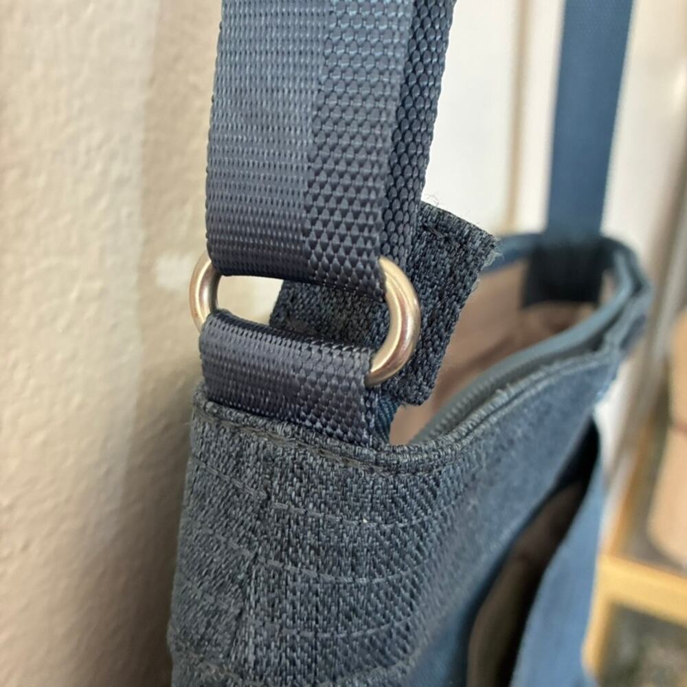 Haiku RFID Crossbody Bag Blue Gray Travel Purse Nylon Adjustable Strap - Picture 9 of 12